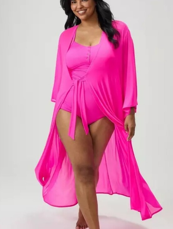 torrid Other - 🆕️⛱️TORRID HOT PINK FRONT TIE KIMONO SWIM COVER UP ⛱️